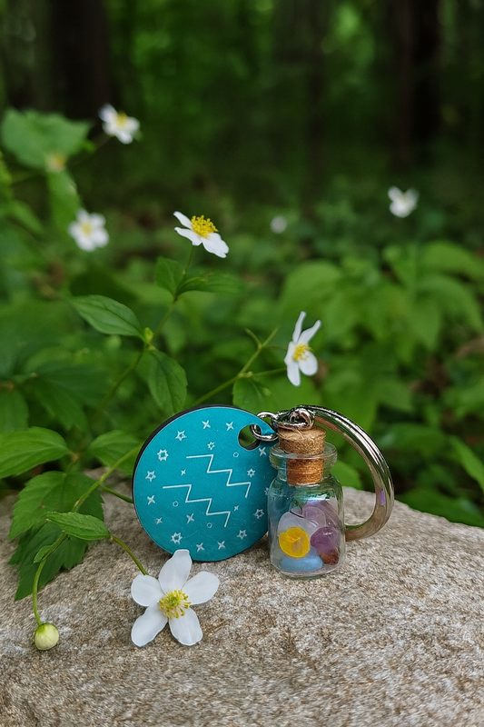 Aquarius Crystal Wish Jar Keychain