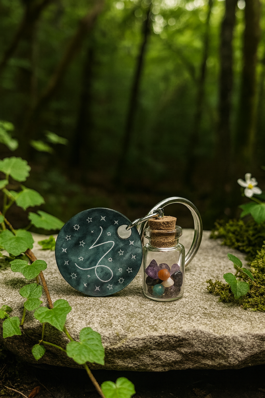 Capricorn Crystal Wish Jar Keychain