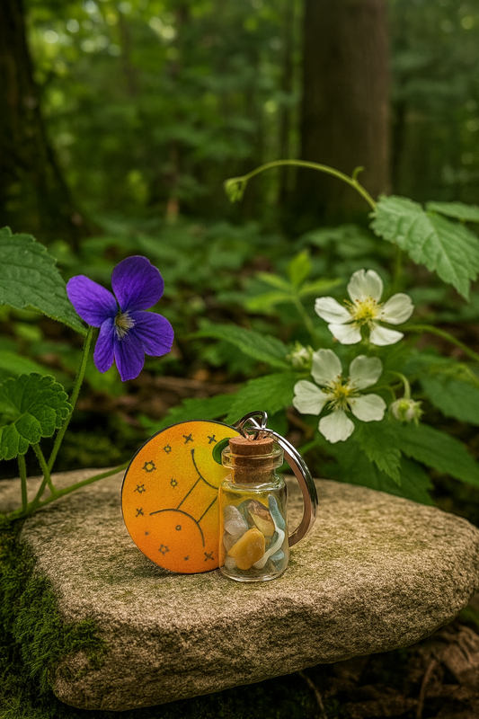 Gemini Crystal Wish Jar Keychain