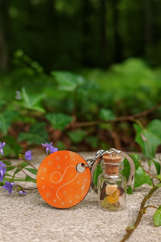 Leo Crystal Wish Jar Keychain