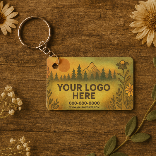 Custom Business Logo Keychain Detailed Scene Background