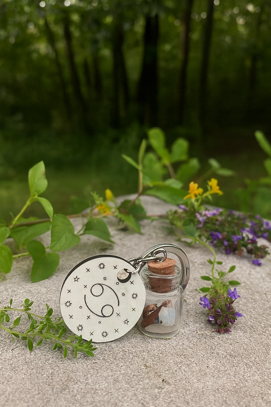 Cancer Zodiac Crystal Wish Jar Keychain
