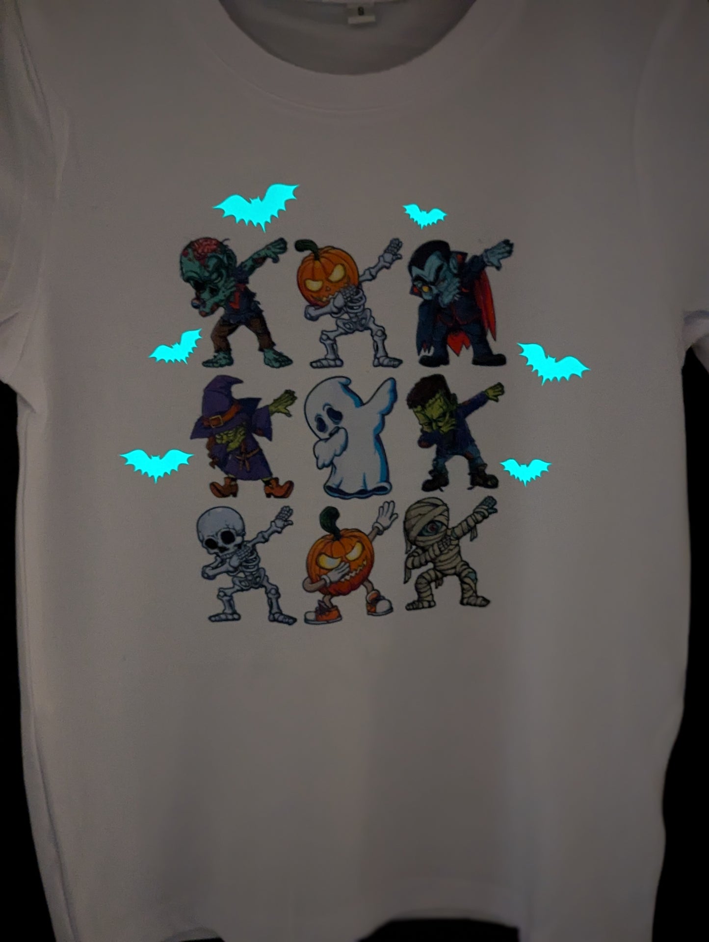 Glow-in-the-Dark Kids Halloween Shirt – Dabbing Monsters Edition