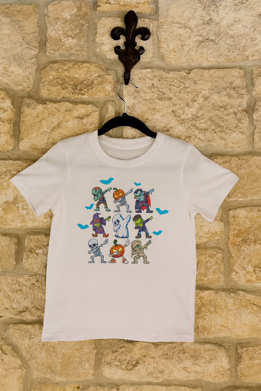 Glow-in-the-Dark Kids Halloween Shirt – Dabbing Monsters Edition