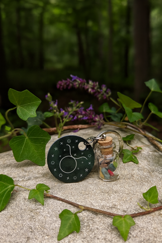 Taurus Crystal Wish Jar Keychain